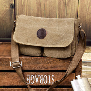 Ielgy vải bạt dạng retro Túi đeo vai nam phong cách Hàn Quốc giản dị Túi Messenger Chất lượng cao đơn giản