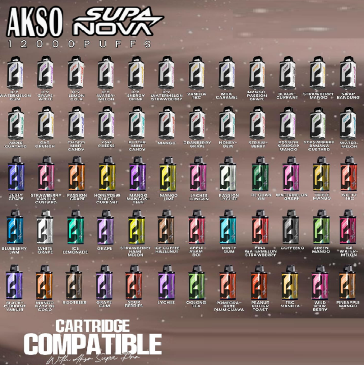 AKSO SUPA PRO 12,000 PUFF ( FLAVOR ONLY ) DISPOSABLE POD PREFILLED ...