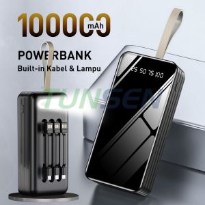 Rocham powerbank robot 1000000mah 150000mah 180000mah 4 kabel internal 4 port USB untuk pengisian daya cepat HP yang tahan lama Baterai eksternal Kepala berkapasitas super besar untuk semua ponsel cerdas power bank original asli