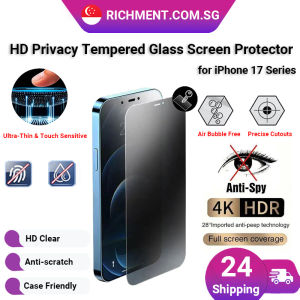 【✅SG Brand】RICHMENT 360° / 180° Privacy Tempered Glass Screen Protector for iPhone 17 / 17 Plus / 17 Pro / 17 Pro Max – 9H Hardness Anti-Spy HD Clear Scratch Resistant Case Friendly Face ID Compatible Anti-Fingerprint Smooth Touch Full Coverage