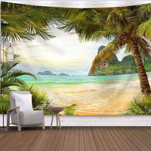 ต้นมะพร้าวพระอาทิตย์ตกผ้าพื้นหลังริมทะเลห้องนั่งเล่นหอพักตกแต่งผนังห้องนอนแขวนผนังห้องนอนแขวนผ้า