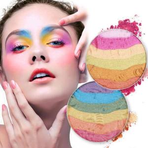 SEPROFE 6 Colors Rainbow Highlight Eyeshadow Baking Powder Lazy Blush Makeup Tray Makeups Stage Outfit Everyday Makeup