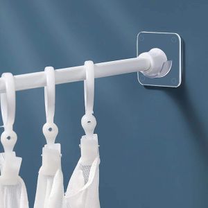 2-Pack Transparent Adhesive Tension Rod Holders for Curtain Rods