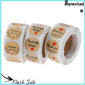 【WQ】 COD สติกเกอร์ขอบคุณ500ชิ้นป้ายสติกเกอร์กระดาษทรงกลมสำหรับตกแต่ง
