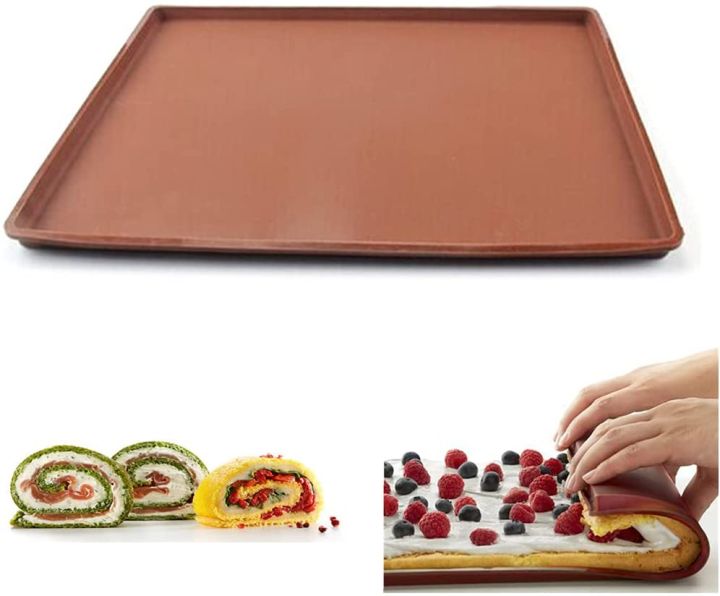 Pastry Mat Swiss Roll Mold Silicone Baking Mat Sheet Fiberglass Non-Stick  Dough Rolling Pad Cookies Mold Silicone Baking Sheet Mat Jelly Roll Pan