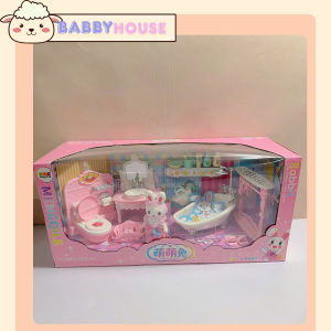 Nhà tắm của Thỏ-Đồ chơi nhà tắm mô phỏng tolet bồn tắm lớn kèm sữa tắm.Bộ Đồ Chơi Nhà Tắm Thỏ Mini Cho Bé