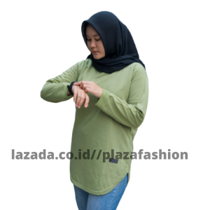 KAOS POLOS LENGAN PANJANG WANITA DEWASA 4XL LD 130 JUMBO -ATASAN WANITA TERBARU LENGAN PANJANG RIB