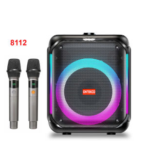 Loa party box karaoke bluetooth 8312  kèm 2 micro đèn led sáng theo điệu nhạc bảo hành 12 tháng chính hãng Ontekco 3 bass 15