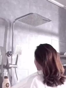 【FOJO】304 Stainless Steel 4 in 1 Hot and Cold Square Matte Black Shower Set with Faucet Head Set