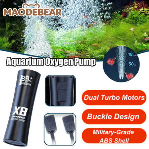 MAODEBEAR Aquarium Fish Tank Oxygen Pump Portable Oxygen USB Charging 5W Dual-Motor Low Noise Aerator