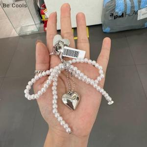 💟【Special price】💟Be Cools Delicate Beaded Key Chain Handmade Bow Shaped Pendant Keyring Heart Keychain Ornament Decoration For Bags Phones