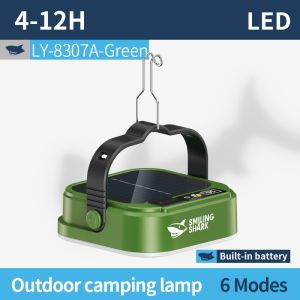 SMILING SHARK LY8307 LED Camping Light 6Mode White Warm Light Solar Energy Type-c Rechargeable Camping Lamp Waterproof Outdoor Camping Lighting