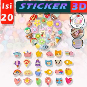 ELINK Isi 20 Sticker Mini 3D Sticker Tempel Mini Lucu Kartun - Stiker 3D Timbul Karakter