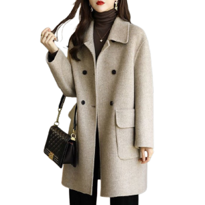Womens Woolen Coat Autumn Winter New Style Korean Version Long Retro Slimming Coat