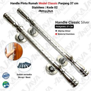 HANDLE PINTU RUMAH CLASSIC SILVER 37 CM / Gagang Pintu Sisik Naga  / Tarikan Pintu Rumah / Pegangan Pintu Murah Awet Tebaru