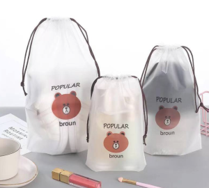 TS Frosted Waterproof Drawstring Pocket Clothes Socks Storage Bag Travel Cosmetics Carrying Bag