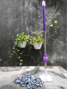 Cây Lau Nhà Xoay 360 Độ G.02 - Dài 125cm Mâm Inox đi kèm bông lau  Khóa Gạt lên Xuống