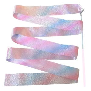 GHRDU Rhythmic Art Gymnastics Rainbow Stick Flashing Star Kids Training Tool Ballet Streamer Twirling Rod Gym Ribbons Dance Ribbon