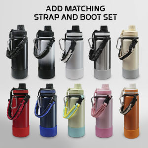Outdoor Portable Gym Sports Water Bottle Stainless Steel Insulated Thermal Thermos Tumbler Vacuum Insulated Flask 600ml & 800ml with Strap