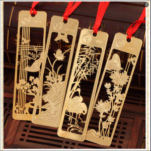 Chinese style metal bookmark classical hollowed out plum orchid bamboo chrysanthemum retro tassel book clip