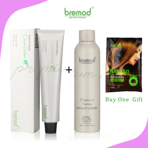 Bremod Premium Cocoa Butter Hair Color MILK TEA ASH 8.17 100ML and Hair Color Oxidizing Cream 100 Ml Free Hair Mask