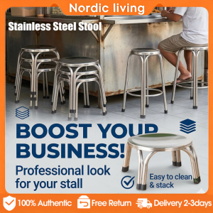 【COD】Stainless Steel Stool High Quality Stackable Chair Material Metal Outdoor Restaurant Round Chair
