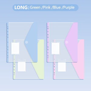 Long Binder Envelope Clear Envelopes Binder Pocket 11 Holes Binder Folders Plastic Envelopes Pocket for 2/3/4 Ring Binder 34.5x25cm