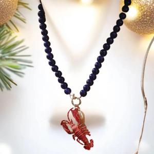 Hmeme 2025ใหม่สร้อยคอลูกปัดกุ้งมังกรทำมือเครื่องประดับคริสตัลลูกปัดสร้อยคอจี้ที่เรียบง่ายเครื่องประดับวันหยุดผู้หญิงชายหาด