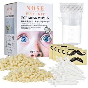 Agdoad Painless Hair Removal Nose Wax Kit Nose Hair Trimmer Nose Hair Wax Beans Cleaning Kit 50g