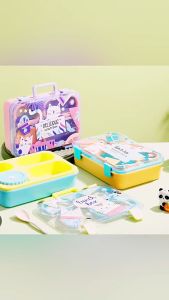 Cartoon Lunch Box Student Bento Lunch Box Divided Portable Food Storage Box Lunce Box for Kids