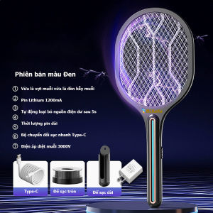 Vợt Muỗi Kiêm Đèn Bắt Muỗi MiKaKo K1 l 2 trong 1 l- an toàn chống giật l- Pin sạc Lithium 1200mA I- Bảo hành 12 tháng