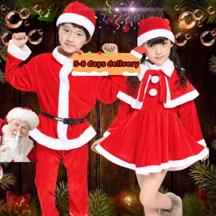 Super Fan) Little Girls and Boys Christmas Dress Santa Claus