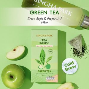 ชาชงเย็น Tea Infuse Green Tea ชาเขียว (เซนฉะ) ผสมไฟเบอร์ กลิ่นแอปเปิ้ลและกลิ่นเปปเปอร์มินต์ (ตราสิงห์ปาร์ค เชียงราย)