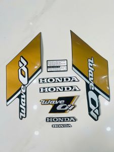 Bộ tem decal dán xe máy honda wave a 2025 wave anpha wave alpha màu đen vàng đồng zin thái siêu đẹp