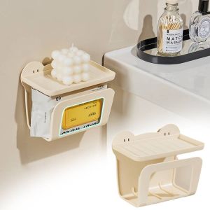 Wall Mounted Tissue Holder No Punching Waterproof Paper Drawer Storage Rack