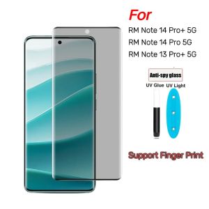 Xiaomi Redmi Note 14 Pro Plus 14 Pro 5G 13 Pro Plus Tempered Glass UV Anti Spy Full Curved Support Finger Print Anti Gores Hp