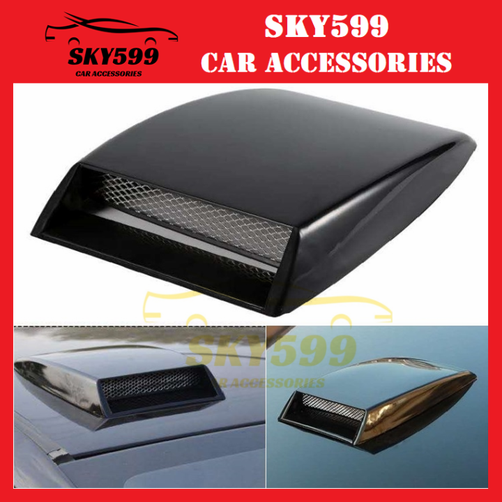 Black Decorative Air Flow Intake Scoop Bonnet Vent Hood Cover Universal Fit Cars