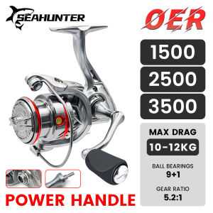 SEAHUNTER OER Reel Pancing POWER HANDLE Gulungan Pancing Air Asin Air Tawar Putar Ultra Light Lemparan Panjang Spool Dangkal Aluminium 9+1BB Max Drag 12kg COD #seasir