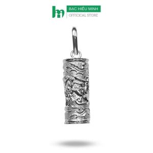 Mặt Dây Chuyền Nam Nữ Đựng B.ù.a Hình Trụ Khắc Họa Tiết Rồng Bạc Hiểu Minh MDN023L