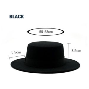 Topi Laken Fedora Pria Wanita Wide Brim Pie Hat Flat H