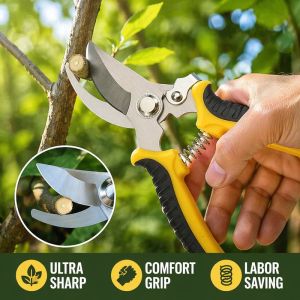 Pruning Shears Garden Scissors Stainless Steel Sharp Labor Saving Handheld Branch Cutter Plant Care
