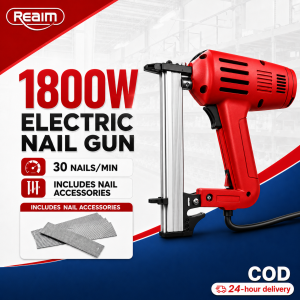 REAIM 2000W 220V Electric Nailer Heavy Duty Woodworking Nail Tacker with 100pcs Nails Compatible F15/F20/F25/F30 for Carpentry Furniture DIY