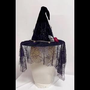 Halloween Witch Hat Vintage Lace Veil Hat Party Supplies cosplay Decorative Mesh Hat