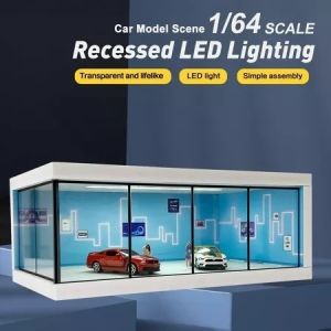 Diorama 1:64 Car Garage Model LED Lighting City Car Showroom Scene Display Model Storage Boxes Display Case