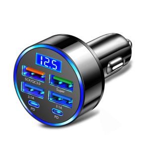 Tẩu Sạc Nhanh PD QC3.0 USB C9 Cổng 120W Có Đèn LED Cho Xe Hơi - SHOPE