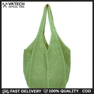 Women Crochet Tote Bag Fashion Knitted Bag Large Capacity Simple Shopping Bag Solid Color Casual Handbag Vintage Vacation Bag