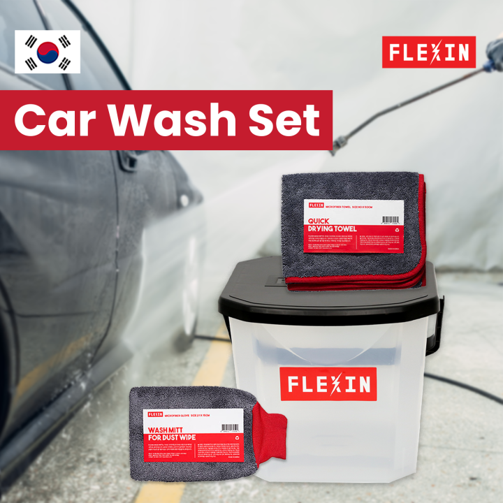 [Dekorea] FLEXIN Car Wash Set / Washer MultiBucket / Wash Mitt