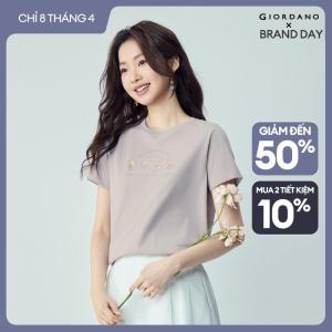 GIORDANO Áo Phông Nữ 100% Cotton Vườn In Tee Cổ Tròn Tay Ngắn Đơn Giản Cơ Bản Mùa Hè Thời Trang Áo Phông Free Shipping 13394201
