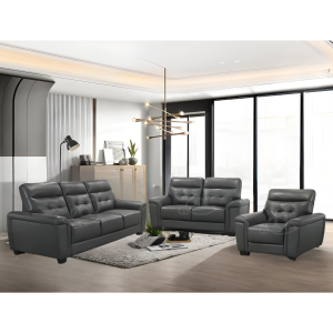 [FREE INSTALLATION] I HOME JACKY Half Cow Leather Sofa Set 1+2+3 Seater / Luxury High Back Rest Sofa / Genuine Leather Living Room Couch