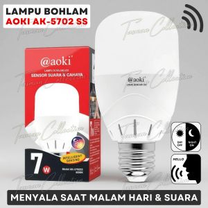 Isi 3pcs Lampu Bohlam Sensor Suara + Sensor Cahaya + Sensor Radar Otomatis Hidup | Hemat Energi 85% Energy Saving AOKI AK-5701 SC / AK-5702 SS / AK-5703 SR | TC